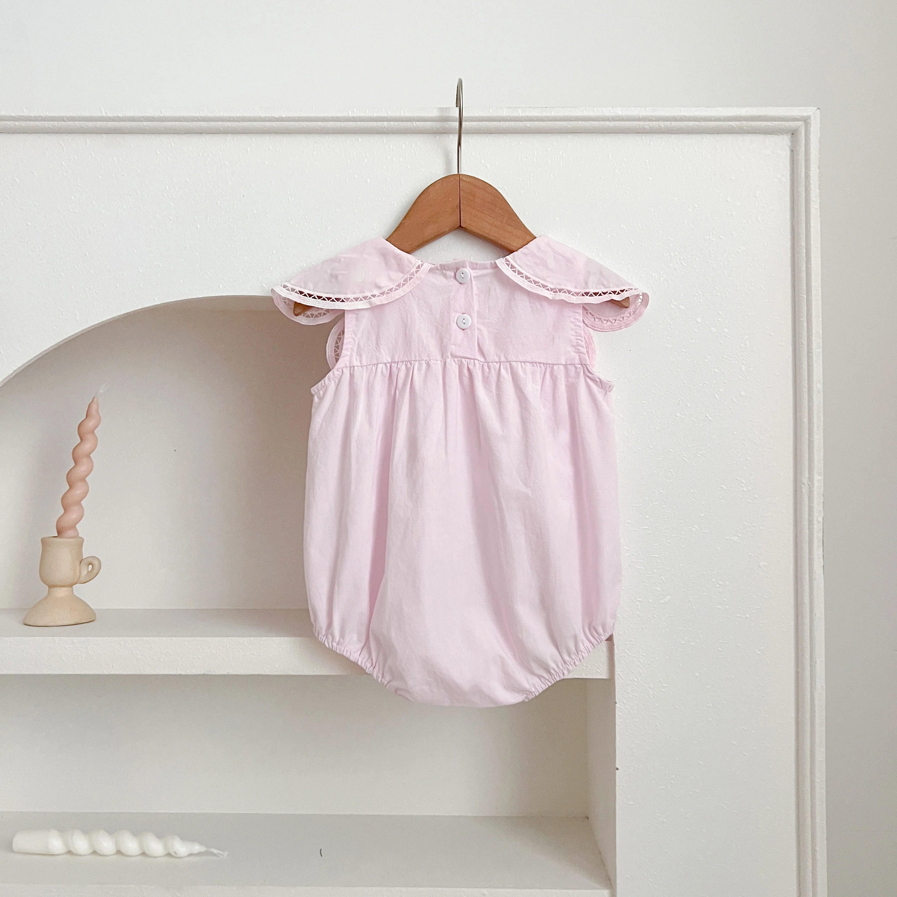 Sisters Dress Summer Kids Princess Dresses Short Sleeved Cotton Solid Color Splicing Infant Baby Romper Baby Girl Party Dress