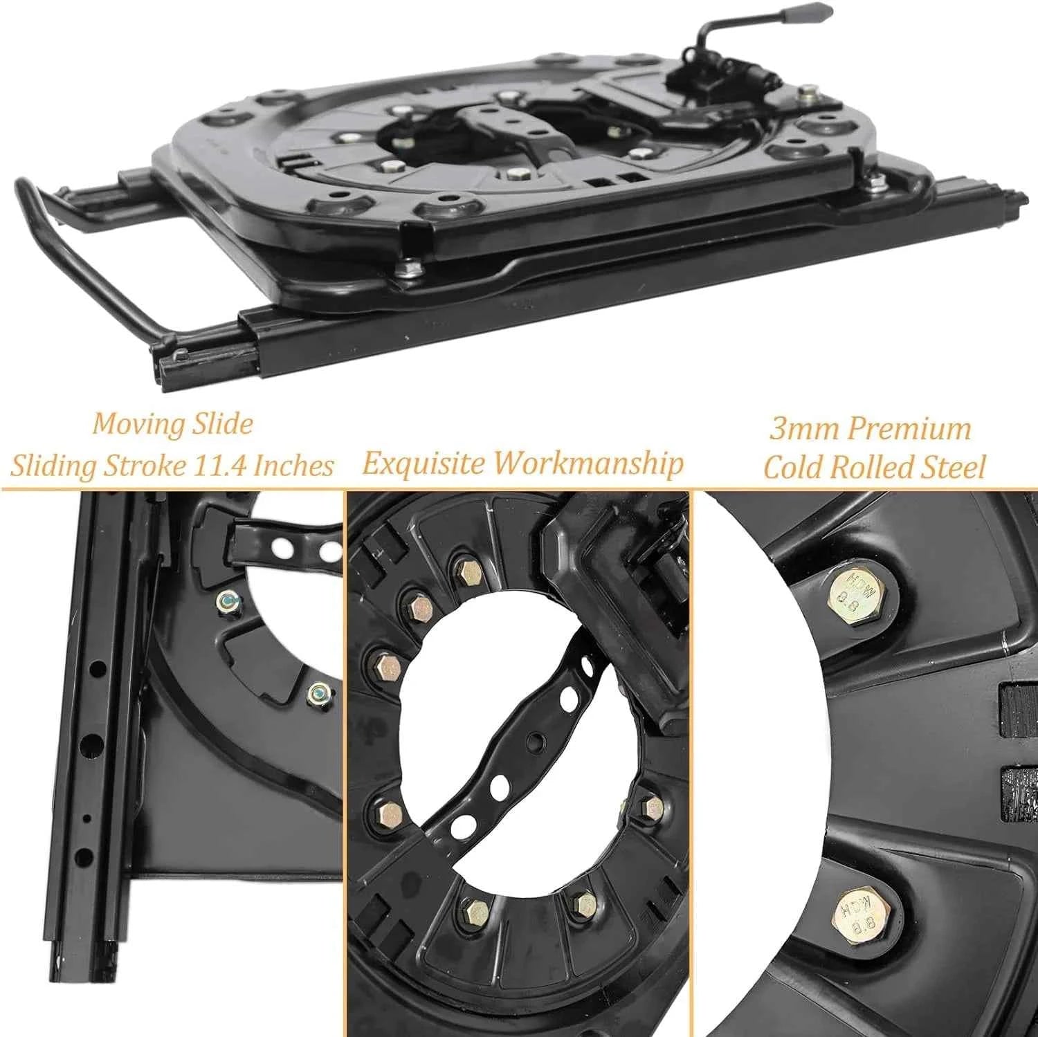 Heavy Duty Seat Swivel Base with Slider, 3.0mm Steel Plate Swivel Seat Base 360 Degree Rotatable for RV Van Camper Boat TruckBus