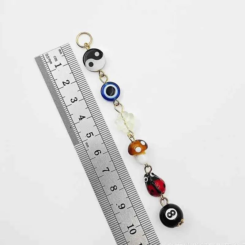 Devil's Eye Clover Mirror Pendant - Boho-Chic Demon Eye Charm for Lucky Rear View Car Accessory
