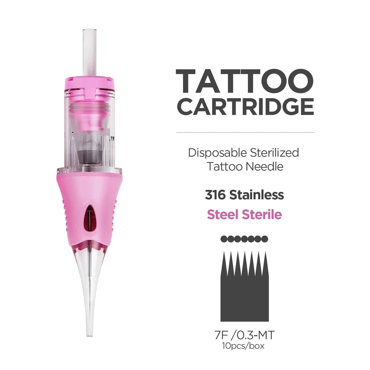 10pcs PMU Universal Disposable Tattoo Needle Cartridges round Liner Sterilized Safety Needle 0.18/0.25/0.30mm for Tattoo Artists