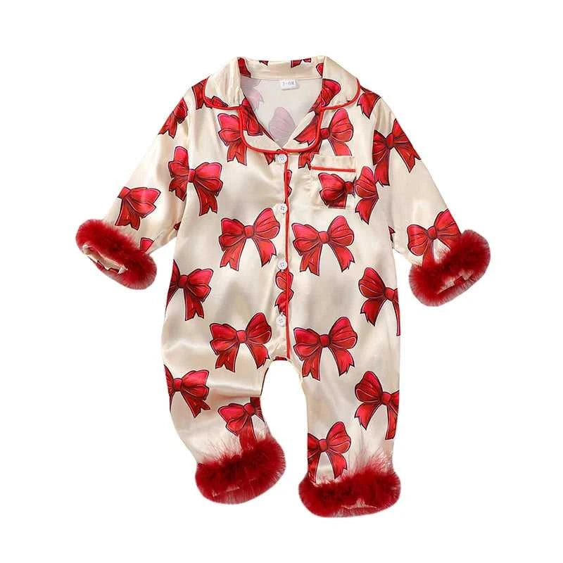 Baby Girls Pajamas Long Sleeve Bow Print Furry Patchwork Button Closure Jumpsuit Sleepwear Loungewear The jack market .AU The jack market .AU Mum & Kids: Essential Products for Every Family $ 36 14:173;200000463:200661897#12-18M