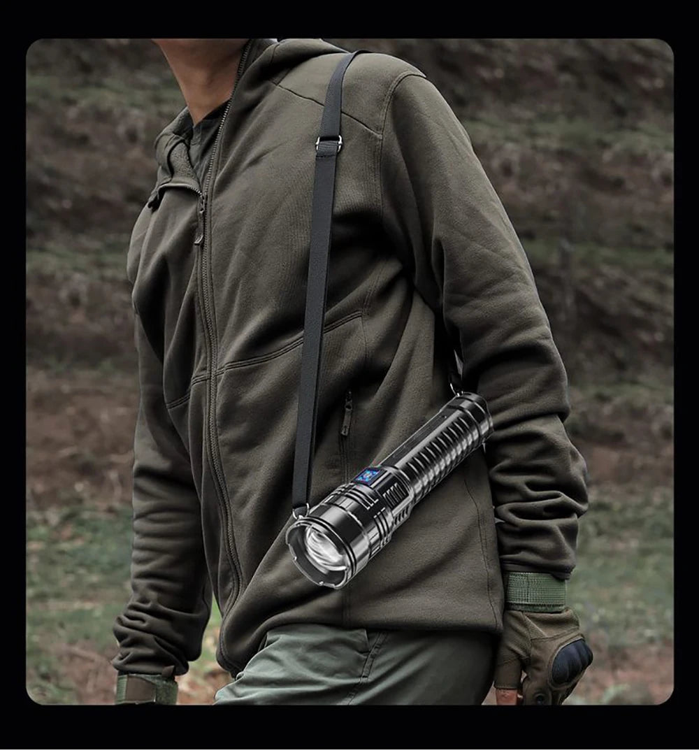 1000W Built-in Battery Flash Light Emergency Spotlights 9km 990000000LM Most Powerful Led Flashlights Tactical Torch 15000mah