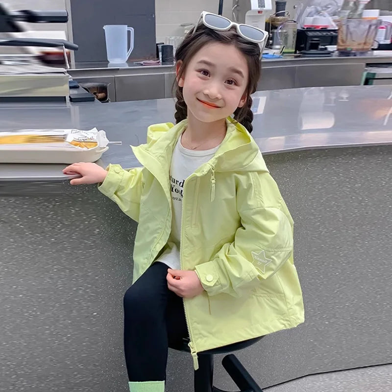 New Girl's Jacket Spring Children Hooded Coats Kids Autumn Fashion Clothes Outerwear Children's Casual Windbreaker Jackets