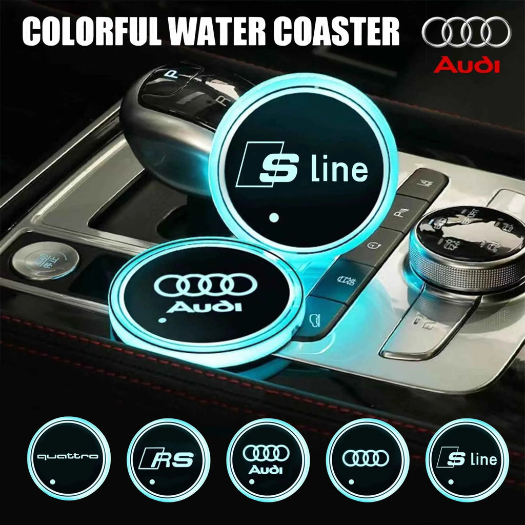 LED Light Car Water Cup Coaster Drinks Holder Mat for Audi A6L A3 A4 A5 A6 A7 A8 Q4 Q5 Q6 Q7 Q8 TT S3 S5 S7 S8 RS7 RS6 Sline b9