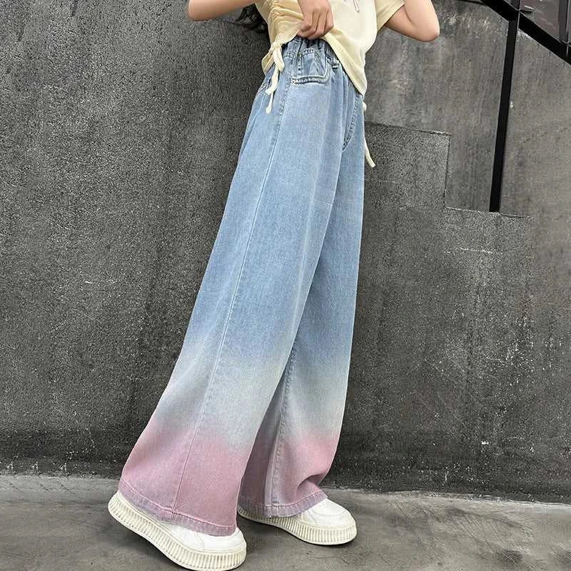 2024 Big Teens Girl Tencel Wide-Leg Jeans Kids Girls Gradient Color Pants Children Outwear Long Trousers Girl Clothing 4-12Years The jack market .AU The jack market .AU Mum & Kids: Essential Products for Every Family $ 48 14:771#model 1;200000463:200004207#150CM