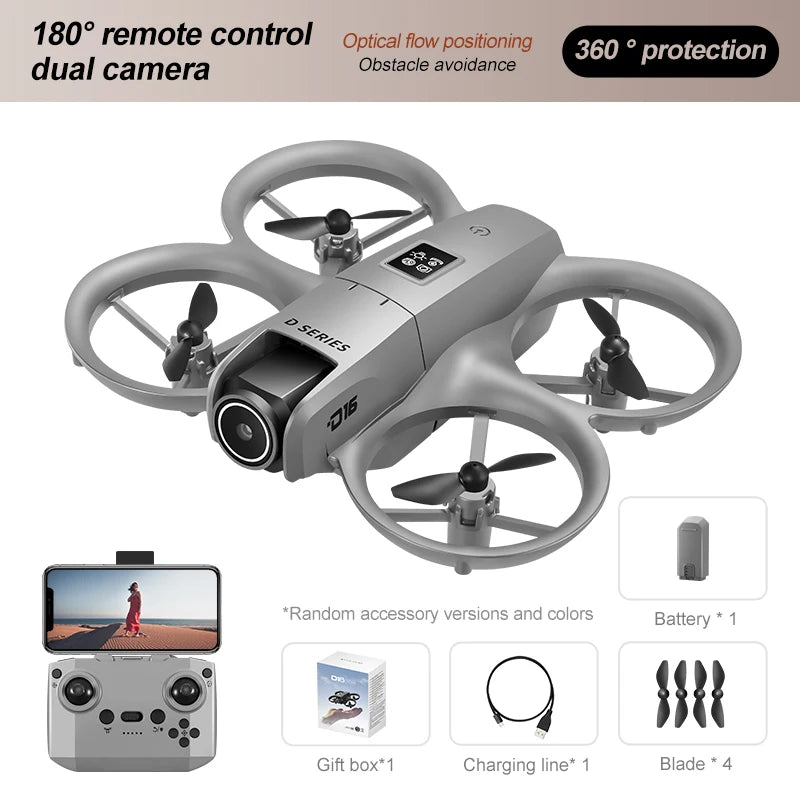 New D16 Mini Drone 8K HD Dual Camera GPS Positioning Profesional 180° Electric Adjustable Obstacle Avoidance Bushless UAV 2026