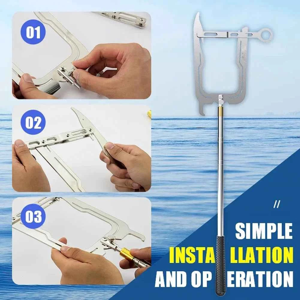 Portable Stop Ship Kayak Accessories Boat Tool Multi-Purpose Mooring Rope Dock Hook Stainless Steel Long-distance Threader