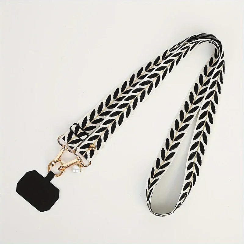 Adjustable Long Mobile Phone Lanyard Crossbody Card Neck Cord Clip Hang Lanyard Pearl Hanging Ornaments Charm Anti-lost Lanyard