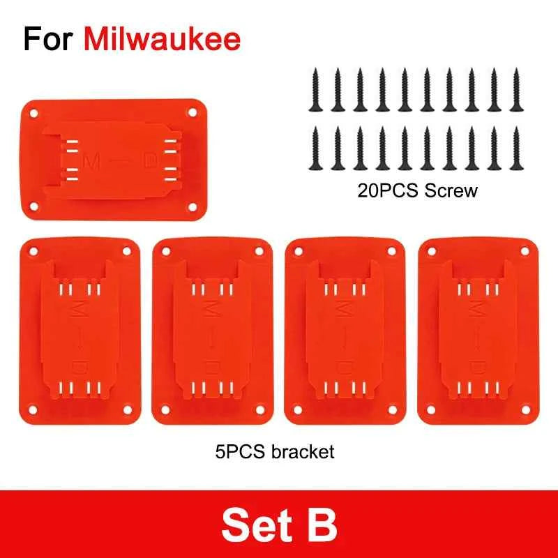 Dewalt/Makita/Milwaukee Battery Storage Rack - 5/10 Pack Wall Mount Bracket for 14.4V & 18V Li-ion Batteries