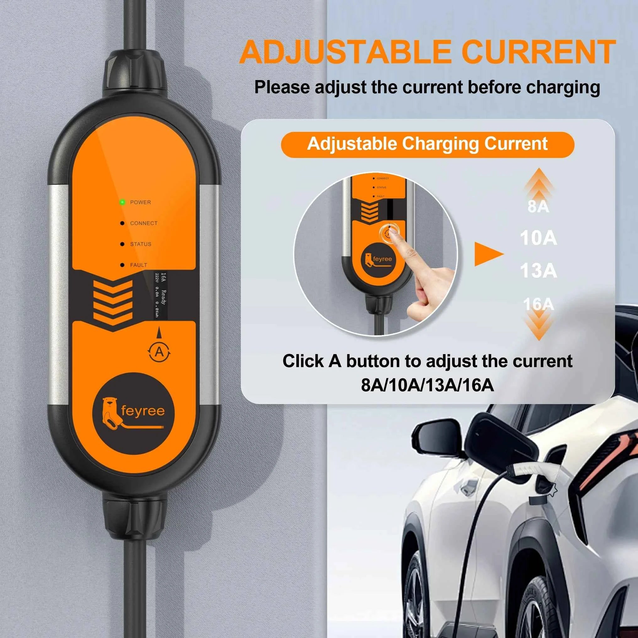 feyree 32A 7KW Type2 EV Portable Charger 11KW 16A 3 Phase 5M Cable EVSE Charging Box Car Charger CEE Plug for Electric Vehicle