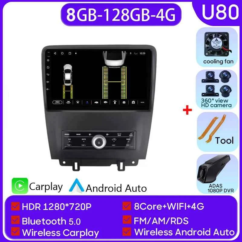 For Ford Mustang V S-197 2009 - 2014 5G WIFI Car screen Android Auto Radio Carplay Navigation Multimedia Stereo Player 8Core DVD