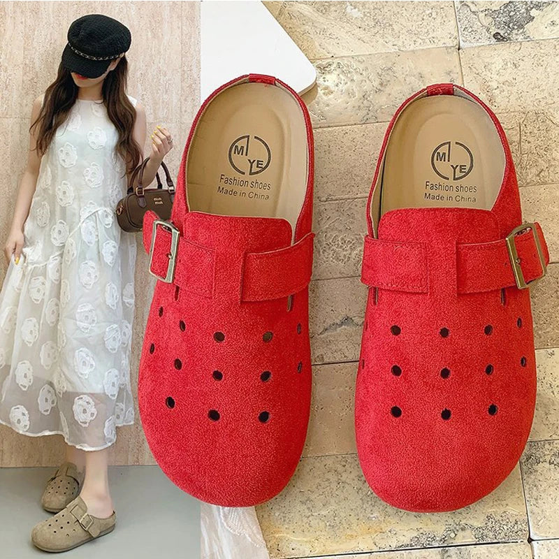 Shevalues 2025 Summer Women's Clogs Slippers With Adjustable Buckle Casual Outdoor Slides Soft Sole Comfortable Women's Sandals