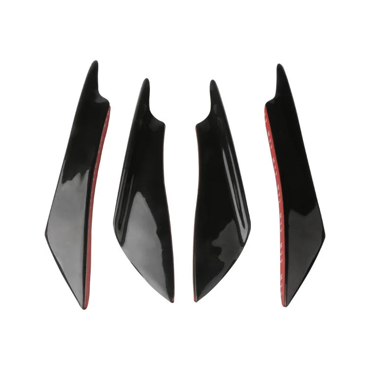 4pcs Universal Car Front Bumper Lip Fin Splitter Body Spoiler Canards Spoiler Car Tuning Canard Decor Black Carbon Fiber