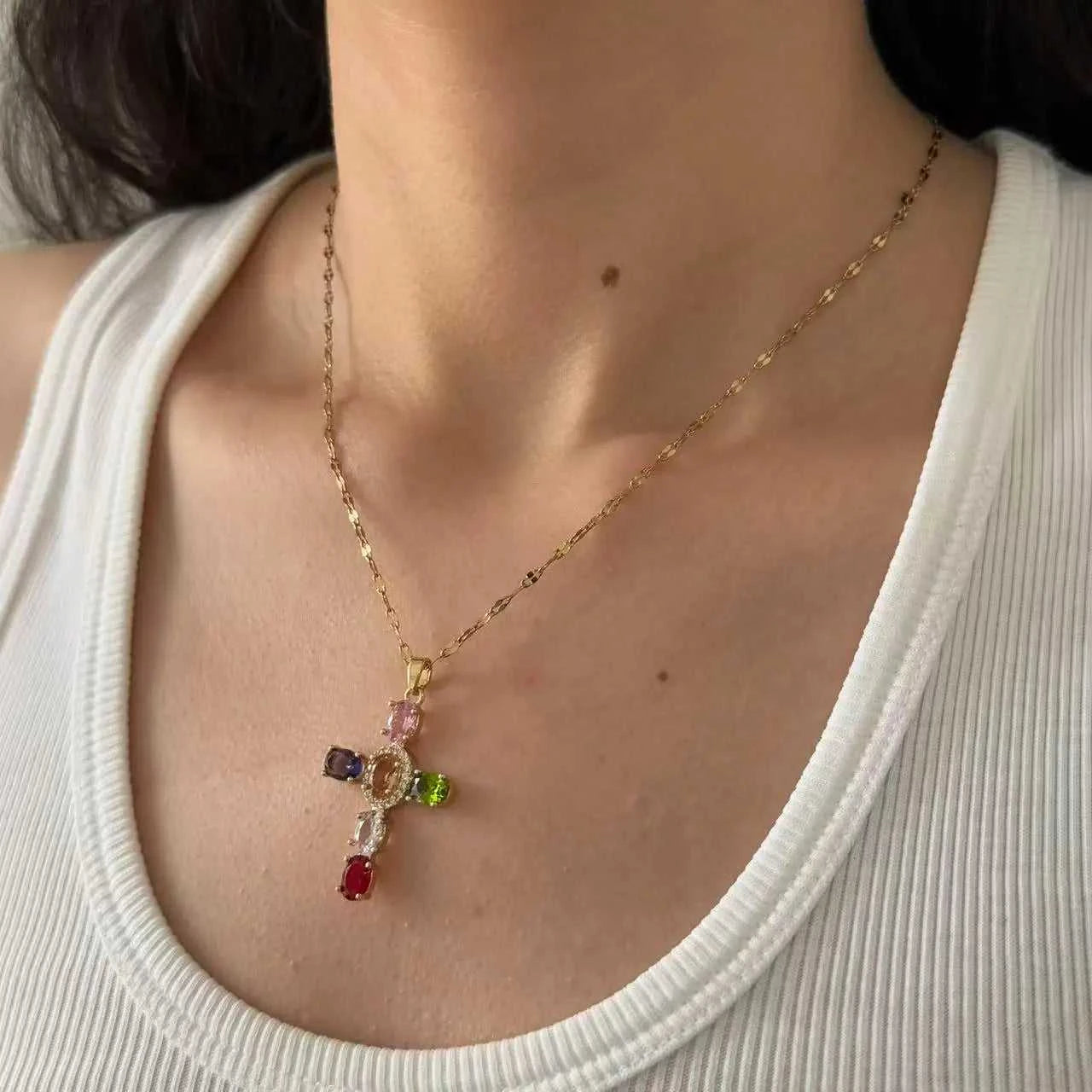 Multicolored CZ Stone Pendant Cross Necklace Rainbow Colorful Dainty Pave Cross Necklace Neon Jewelry for Women Halloween Gift The jack market .AU The jack market .AU Jewellery & Chains $ 49 200001034:201447815#Silver- Colorful CZ
