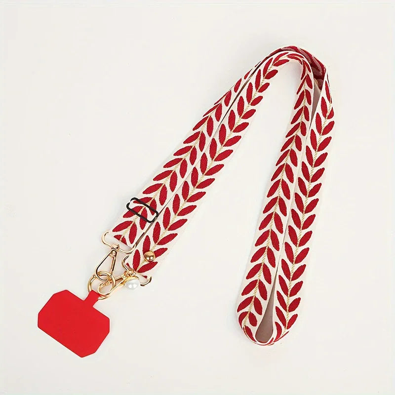 Adjustable Long Mobile Phone Lanyard Crossbody Card Neck Cord Clip Hang Lanyard Pearl Hanging Ornaments Charm Anti-lost Lanyard