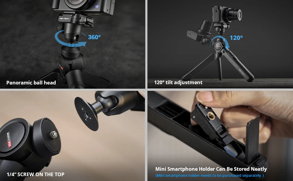 PGYTECH MANTISPOD 2.0 Bluetooth Mini Camera Vlogging Tripod|6 Modes Small Travel Flexible DSLR Pocket Stand With Remote Control