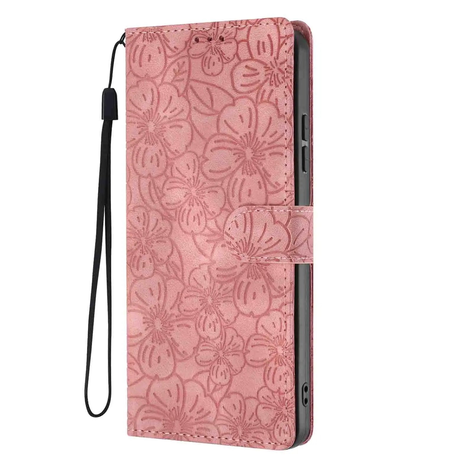 Edge Leather Flip Case for Motorola G73 G53 G13 G23 G62 G52 G32 G22 G31 G20 G41 - Cherry Blossom Design