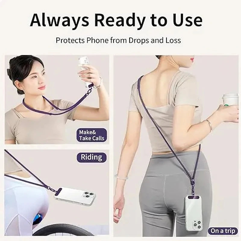 Universal Phone Lanyard - Adjustable Crossbody Neck Strap with Anti-Drop Clip & Portable Wrist Strap