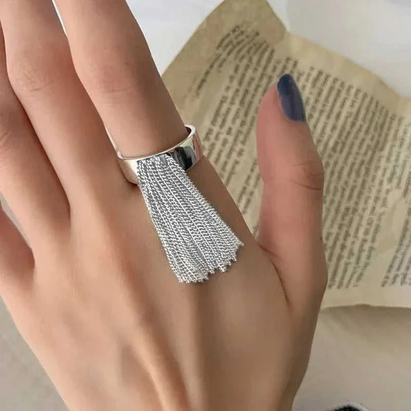 Vintage Stainless Steel Tassel Chain Ring for Women Trendy Elegant Charm Creative Unique Design Personality Ring Party Jewelry The jack market .AU The jack market .AU Jewellery & Chains $ 51 200000783:350853