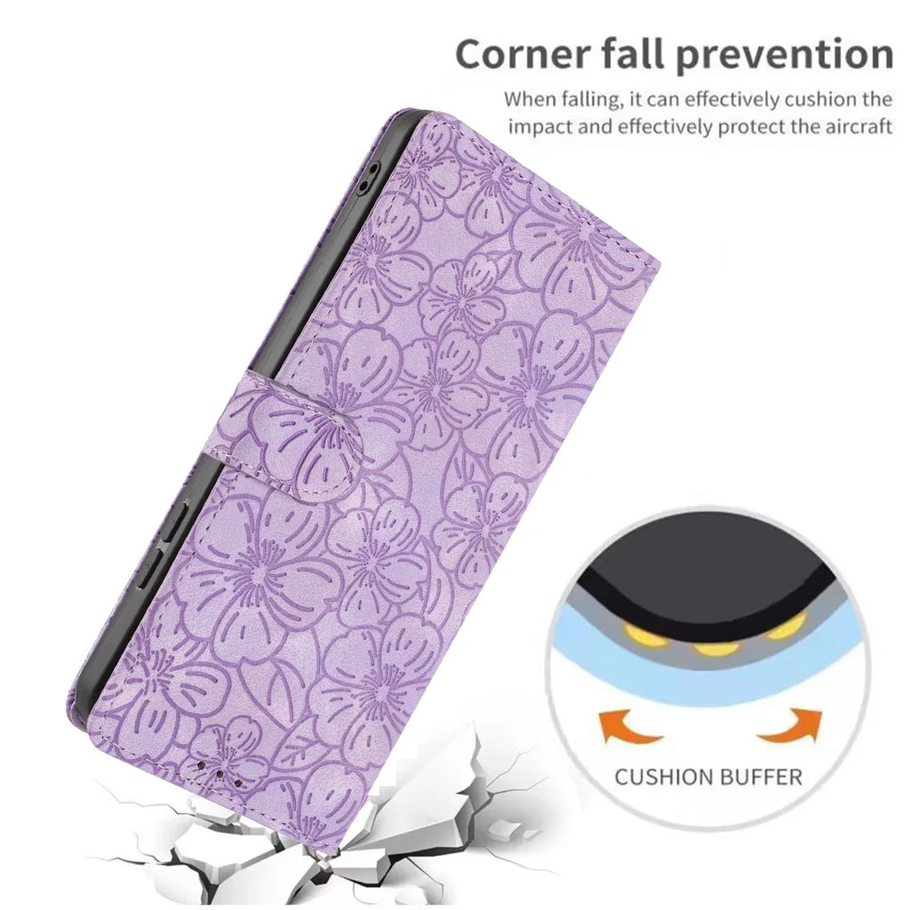 Edge Leather Flip Case for Motorola G73 G53 G13 G23 G62 G52 G32 G22 G31 G20 G41 - Cherry Blossom Design