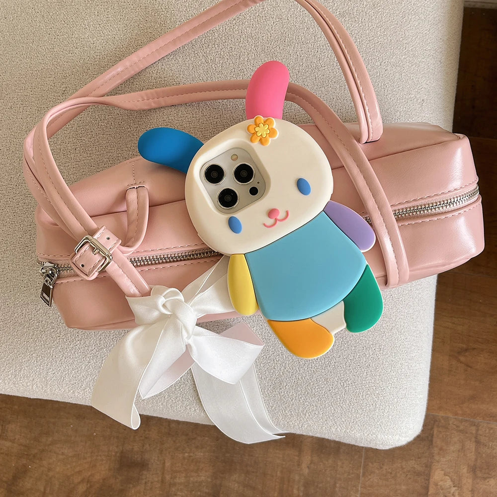 Kawaii Bunny 3D Silicone Phone Case - Shockproof & Adorable for iPhone 16/15/14/13/12 Pro Max