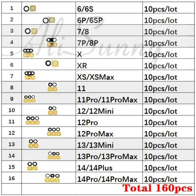 AliSunny Back Camera Glass for iPhone 14 11 12 13 Pro Max X XS XR 7 8 6 6S Plus Back Rear Camera Lens 3M Sticker Parts Wholesale