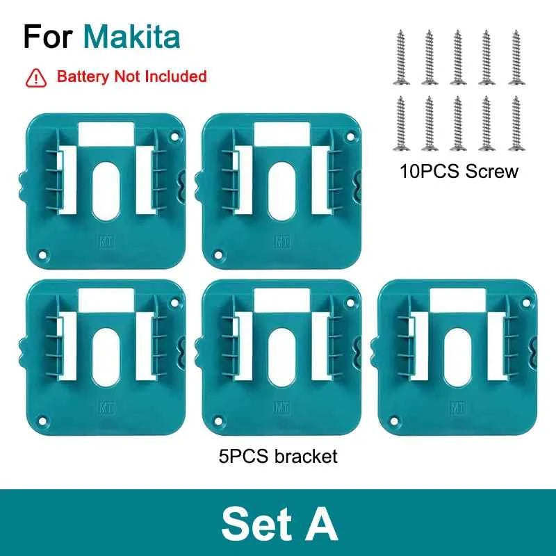 Dewalt/Makita/Milwaukee Battery Storage Rack - 5/10 Pack Wall Mount Bracket for 14.4V & 18V Li-ion Batteries