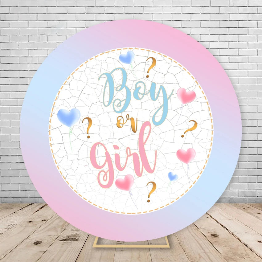 Gender Reveal Backdrop Round Cover Watercolor Cloud Bear Party Decor He or She Oh Baby Shower Photography Background Elasticity