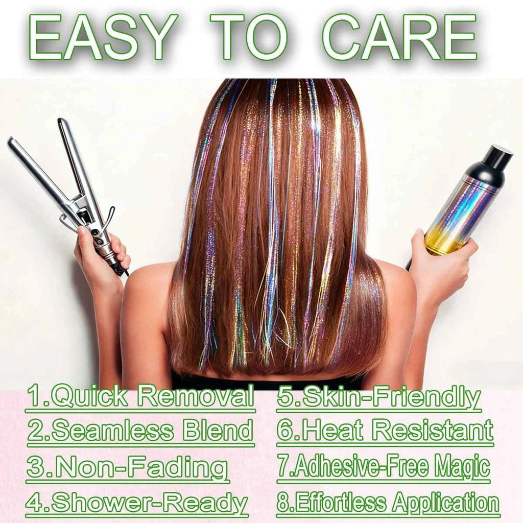 Sparkle & Shine Hair Tinsel Clips - 4 Colorful, Heat-Resistant Glitter Extensions for Festivals & Parties