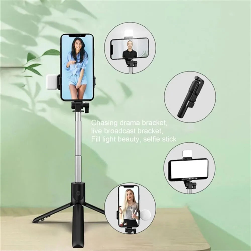 Portable Bluetooth Selfie Stick Tripod Holder with Remote Shutter Fill Light Extendable Wireless Remote Retractable Phone Stand - Jack market 1988Jack Market 1988