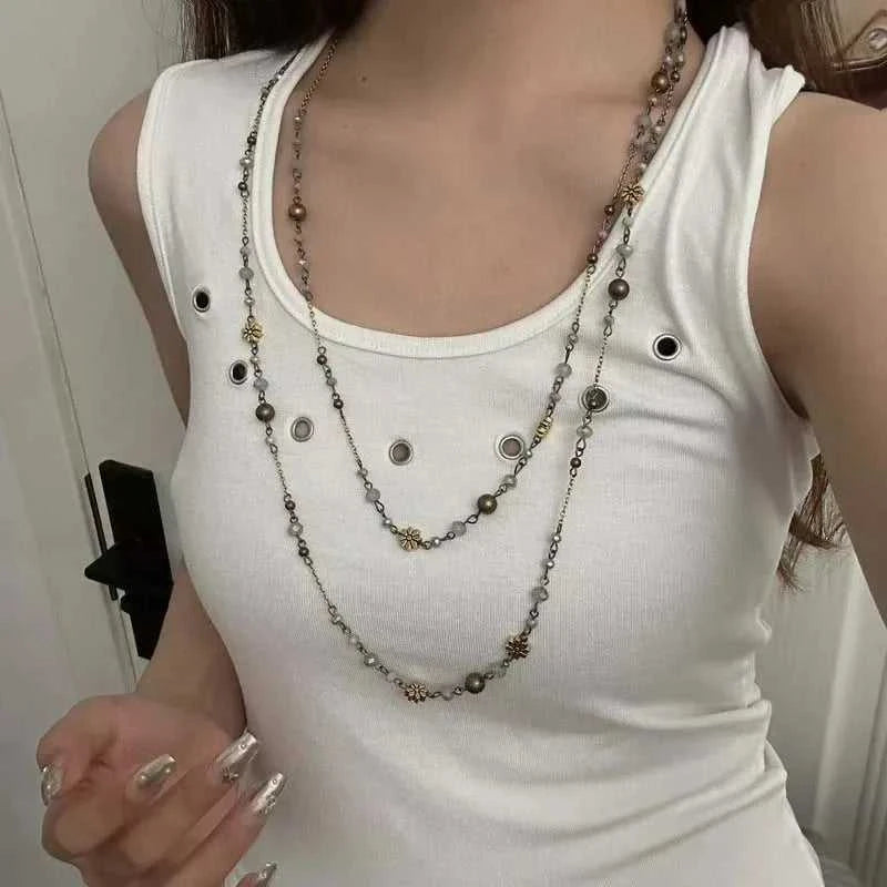 Stackable Double Layered Flower Beaded Chains Necklaces for Women Bohemian Ethnic Style Glass Beaded Sweater Chain Jewelry The jack market .AU The jack market .AU Jewellery & Chains $ 55 200001034:200003759#XL1113-S