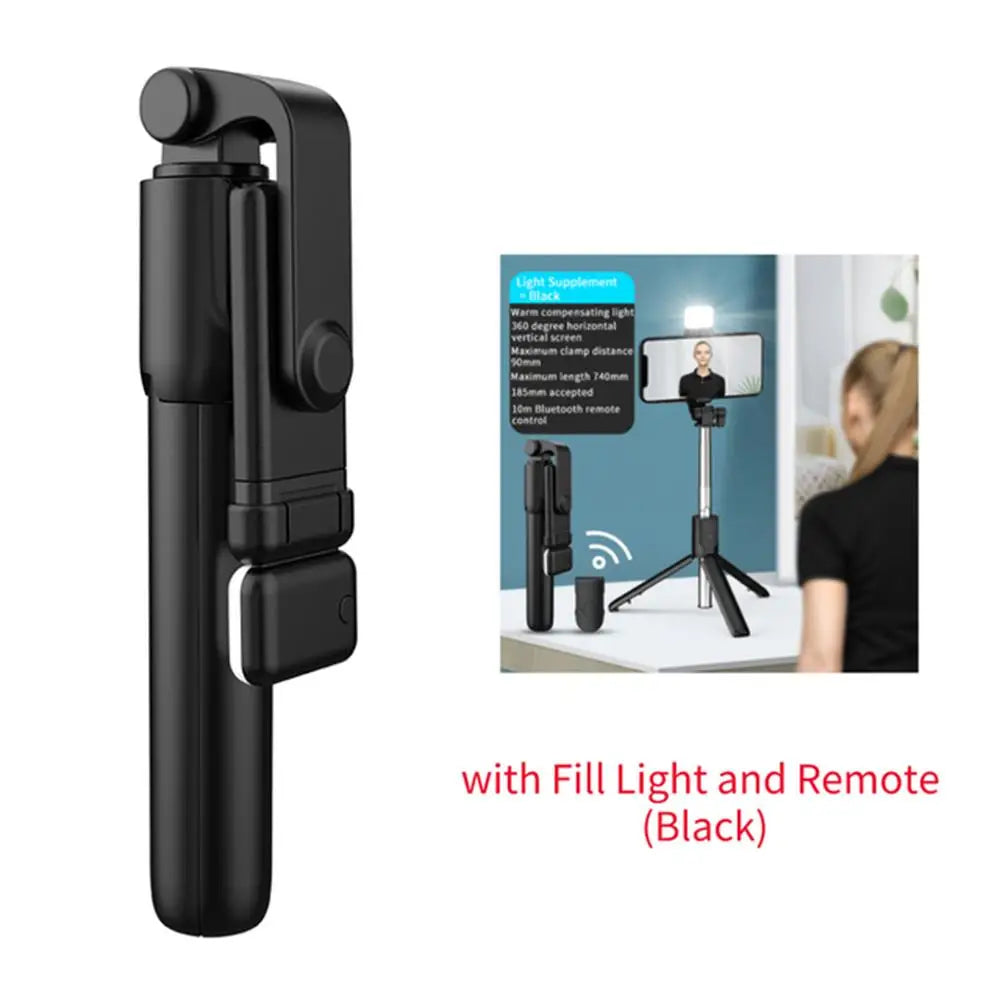 Portable Bluetooth Selfie Stick Tripod Holder with Remote Shutter Fill Light Extendable Wireless Remote Retractable Phone Stand - Jack market 1988Jack Market 1988