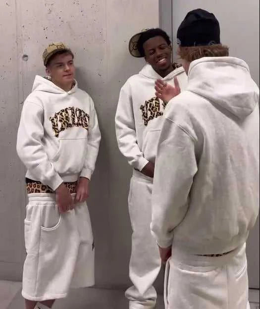 2025 European and American new trendy high street leopard print loose hooded sweatshirt casual stacking sweatpants The jack market .AU The jack market .AU Men Fashion $ 48 14:691#Pant;5:100014065