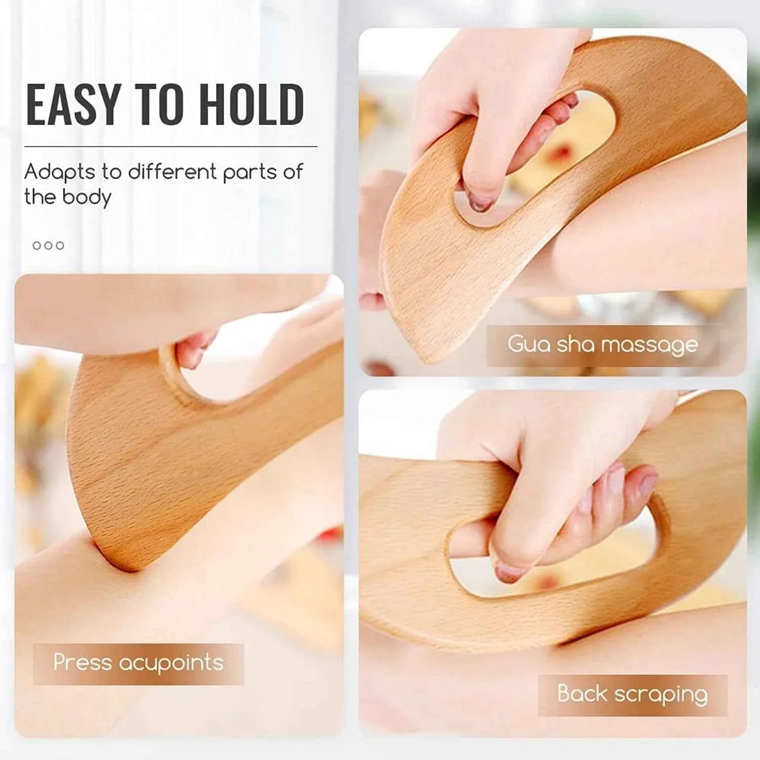 2PCS Lymphatic Drainage Massager Wooden Gua Sha Tool for Body Massage Scraper for Anti Cellulite Body Gua Sha Paddle