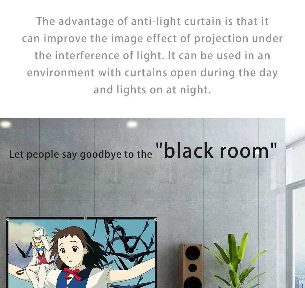 ZHNUWIE Projector Screen 16:9 Metal Anti Light Curtain Reflective Fabric Cloth For YG300 XGIMI H3 HALO Mogo Xiaomi DLP Projector The jack market .AU The jack market .AU Home $ 71 977:202689808