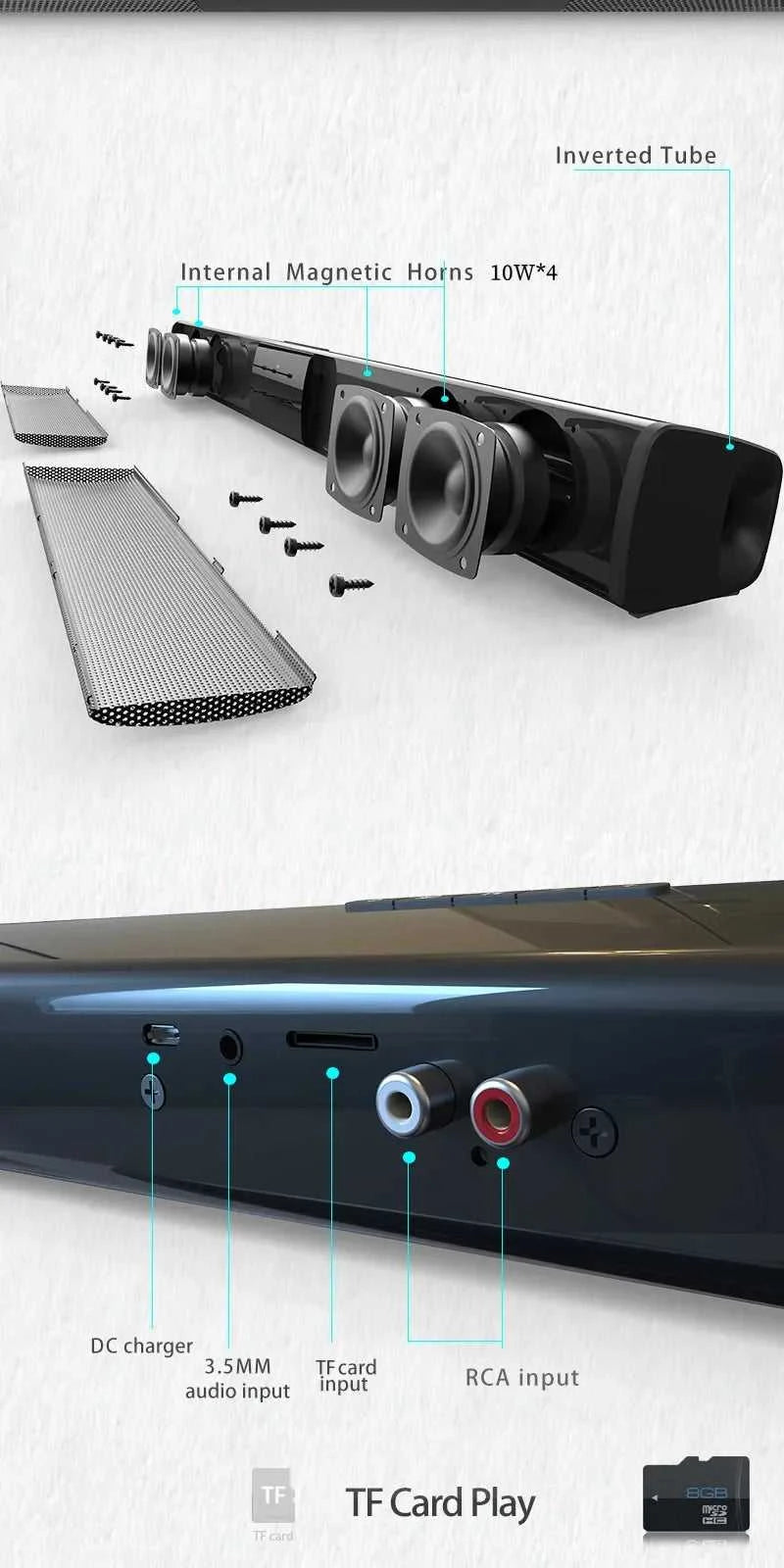 40W Soundbar TV Portable Bluetooth-compatible Speaker Sound Bar Wireless Column Home Theater Sound System RCA AUX For TV PC The jack market .AU The jack market .AU Accessories Electronics $ 95 14:347#BS28A 330x50x50mm