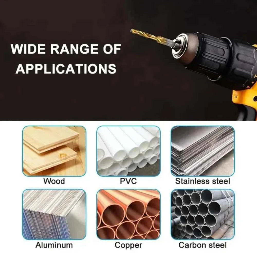 Titanium Plated 6pc HSS Tap and Drill Set - High-Speed Performance for Ultimate Precision