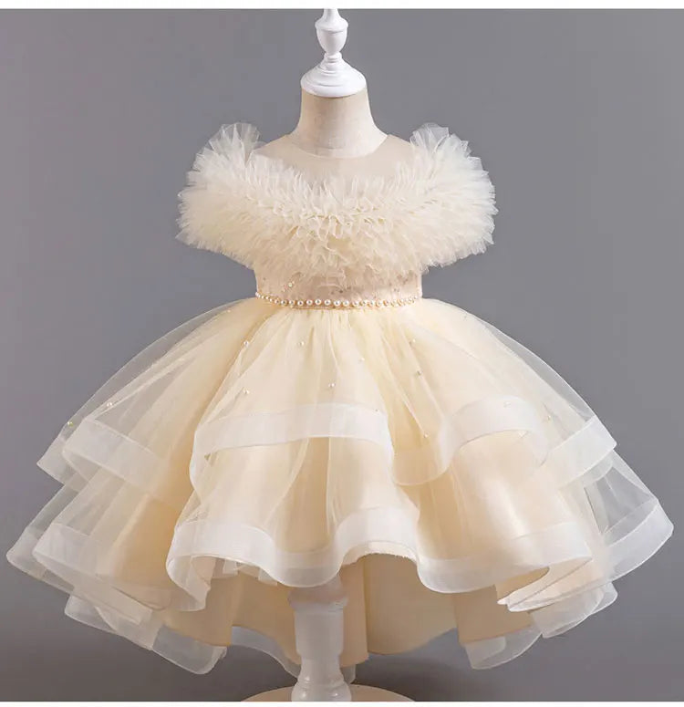 GlamourKids Elegant Lace Mesh Sleeveless Evening Gown for Girls 3-12 - Perfect for Summer Parties