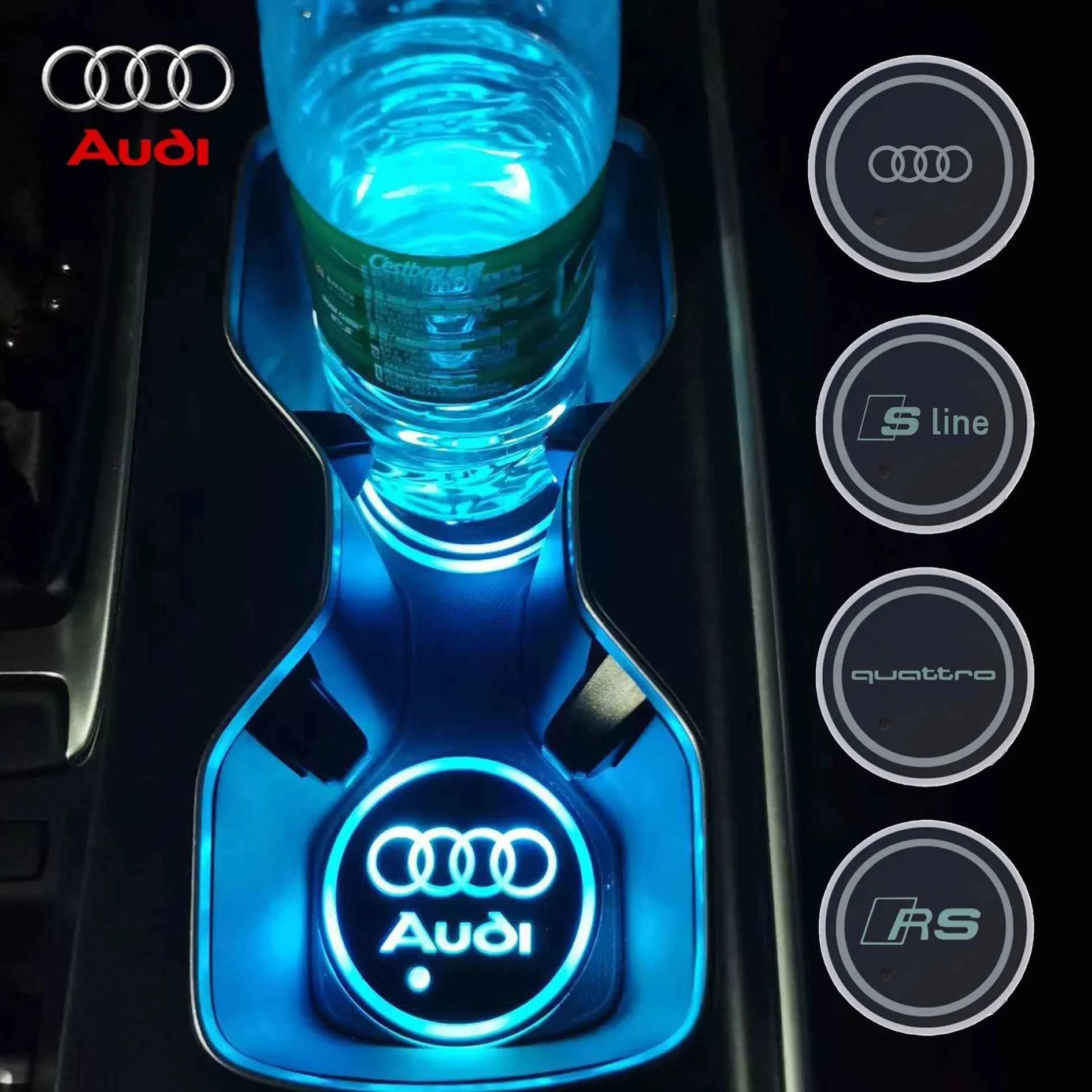 LED Light Car Water Cup Coaster Drinks Holder Mat for Audi A6L A3 A4 A5 A6 A7 A8 Q4 Q5 Q6 Q7 Q8 TT S3 S5 S7 S8 RS7 RS6 Sline b9