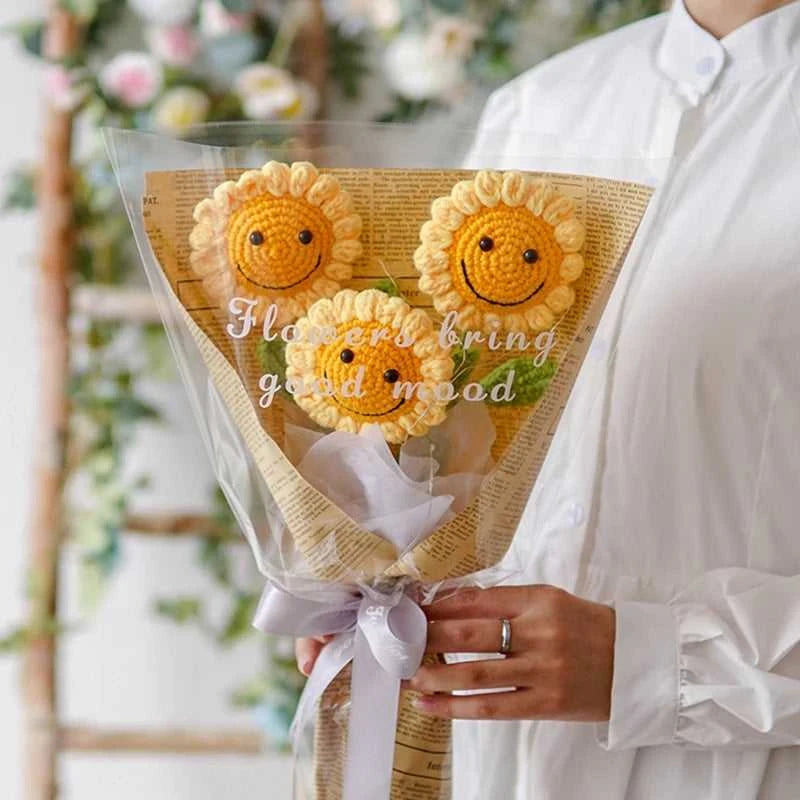 Sunflower Crochet Flower Artificial Hand Woven Flowers Finished Girasol Crochet Plants Wedding Guest Gifts Desktop Decoration The jack market .AU The jack market .AU $ 23 14:200013901#S27