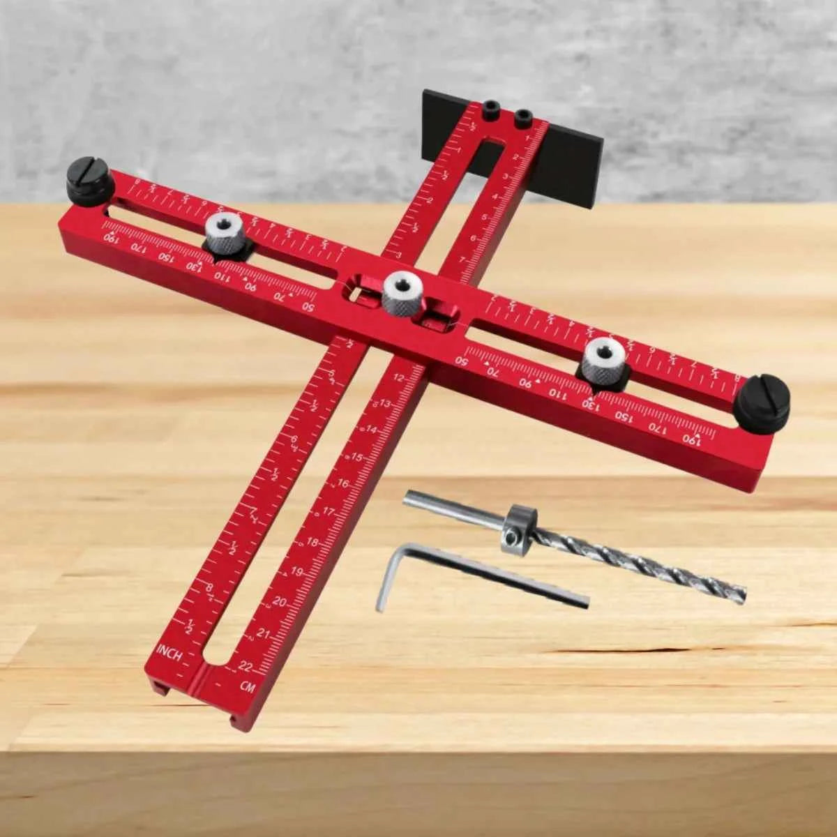 Handle Template Jig Drill Guide Cabinet Handle Knob Template Locator PunchTool, Metric/Inch Adjustable Wood Drilling Template