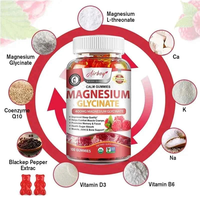 Magnesium Glycinate Gummies - Stress Relief, Sleep Support & Focus - 120 Count