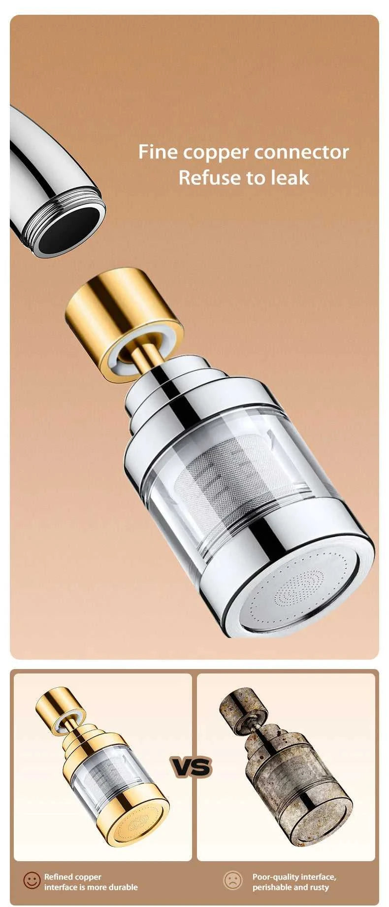 Kitchen Faucet Purifier 360°Rotating Anti Splash Water Telescopic Faucet Extender 316 Stainless Steel Faucet Tap Water Filter The jack market .AU The jack market .AU $ 71 14:10#316 Two Short