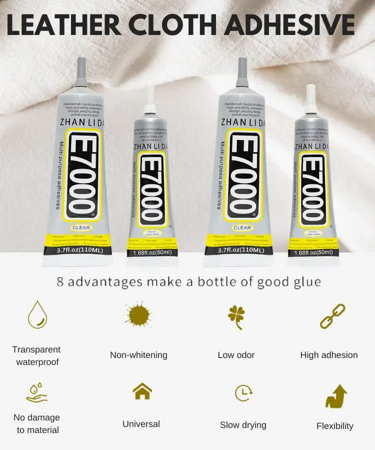 E7000 Clear Fabric Adhesive - Versatile Glue for Wedding Dresses, Leather Bags, Diamonds & Glass