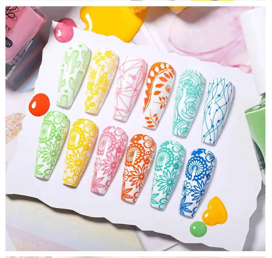 BORN PRETTY Stamping Nail Polish Set - Vibrant 10m Colors for Stunning Nail Art Designs