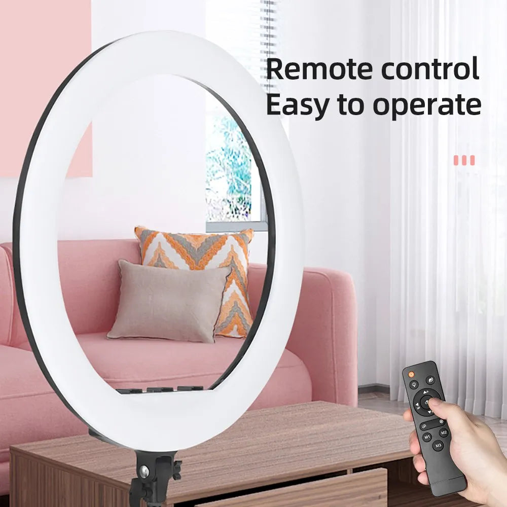 AMBITFUL 18" 21" 50W LED Ring Light Annular Lamp Bi-color 3000K-6000K  + Remote Control for Video YouTube Ringlight Makeup Light
