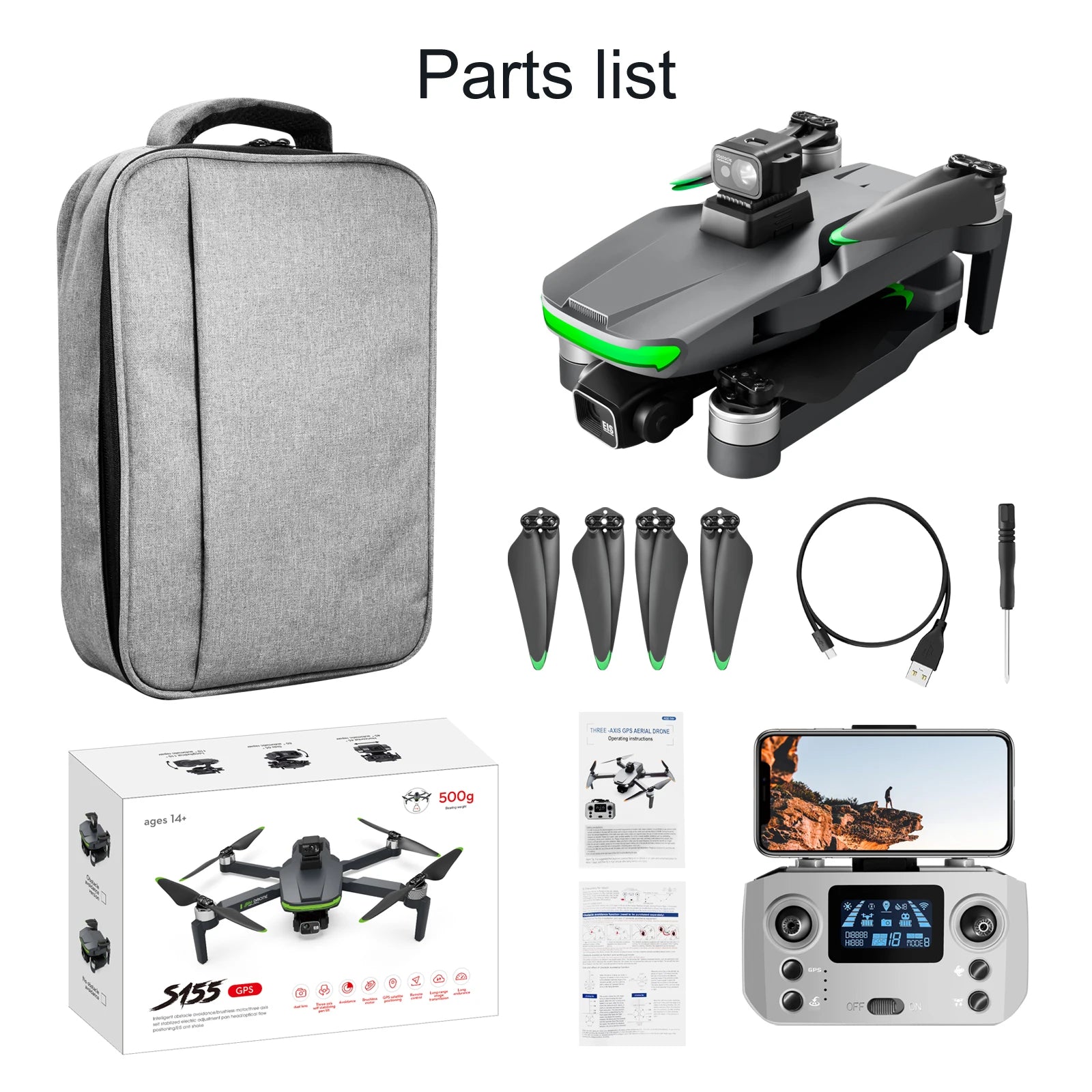 2024 NewS155 Drone With 8K Camera A22 360° Laser Obstacle Avoidance 5G Digital Image Transmission PTZ Anti-Shake EIS Camera FPV