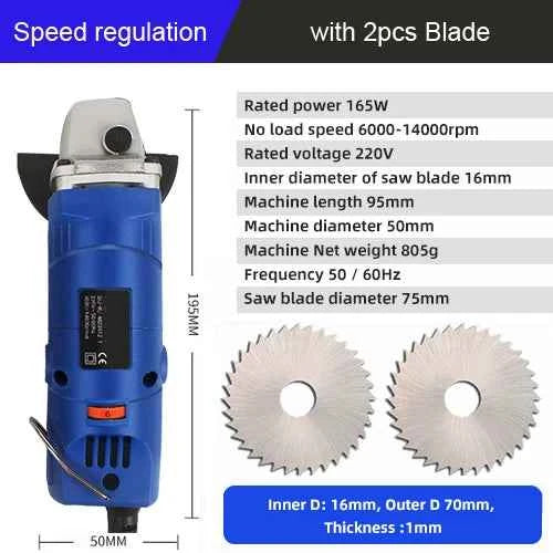 Brand Name Mini Electric Angle Grinder - Versatile 110V/220V, 6 Speed Settings for Precision Cutting, Polishing & Grinding