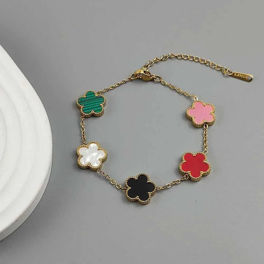 Hot Sale Stainless Steel Plum Blossom Gold Plated Bracelet High Quality Five Leaf Flower Jewelry Simple for Woman Gift Clover The jack market .AU The jack market .AU Jewellery & Chains $ 47 200000639:1438;200001034:6145#red2