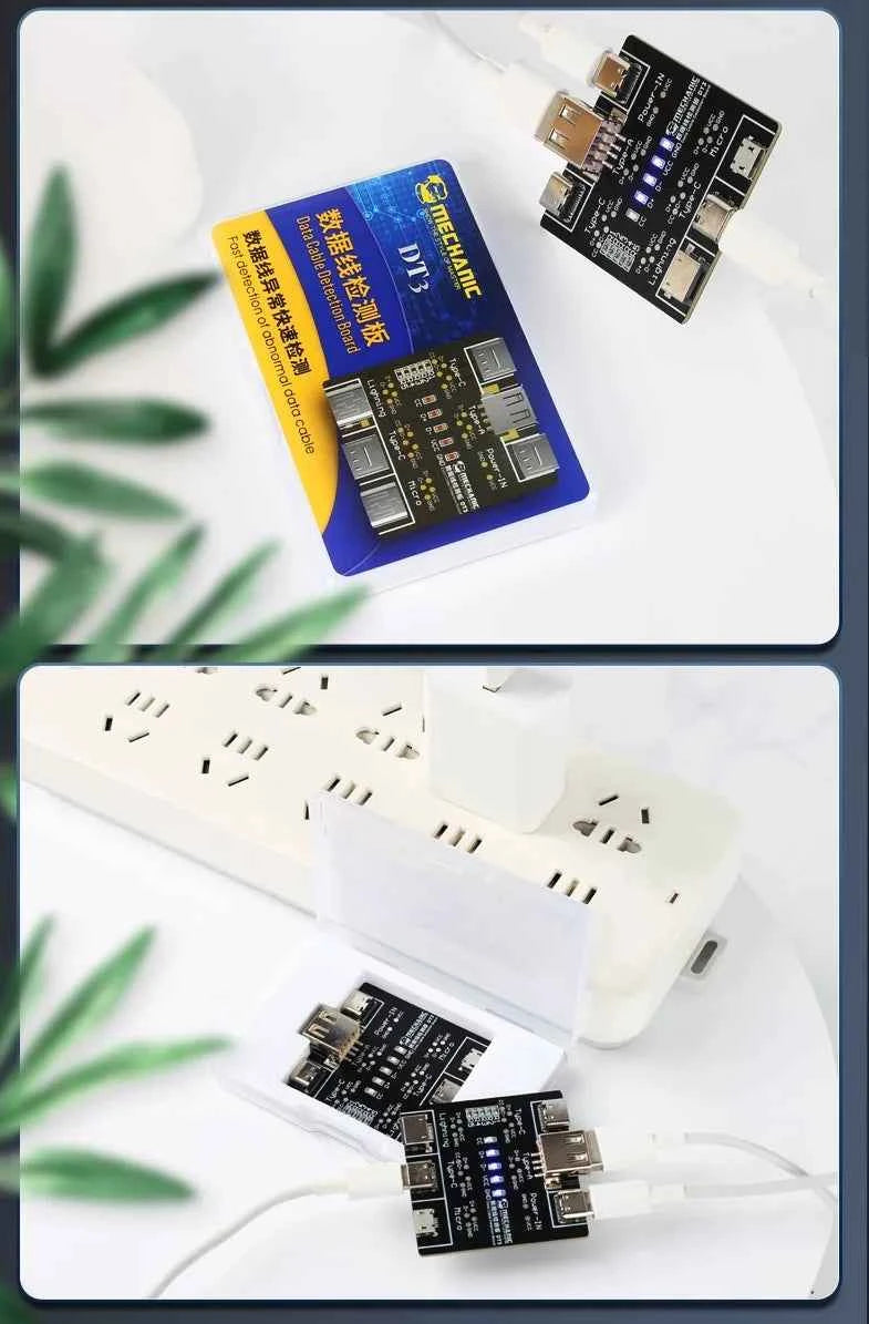 MECHANIC DT3 USB Cable Tester Data Cable Test PCB Board for IPhone Android USB Type-C Lightting Date Cable on-Off Detection